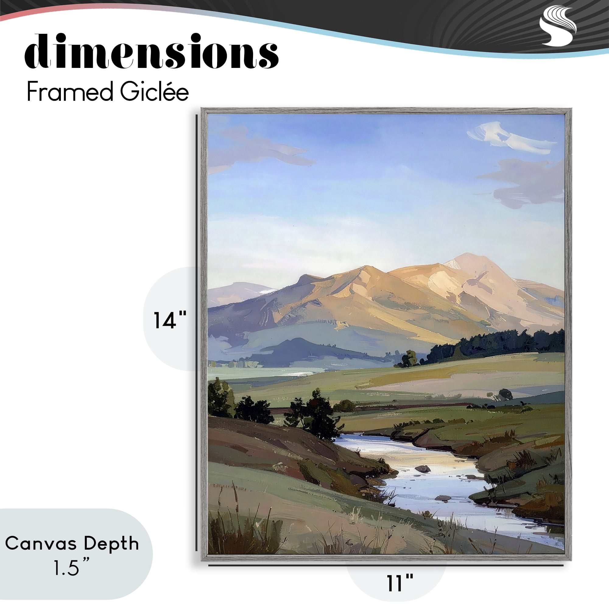 Stupell Industries Across The Valley River Gray Framed Giclee Art, design by Alonza Saunders