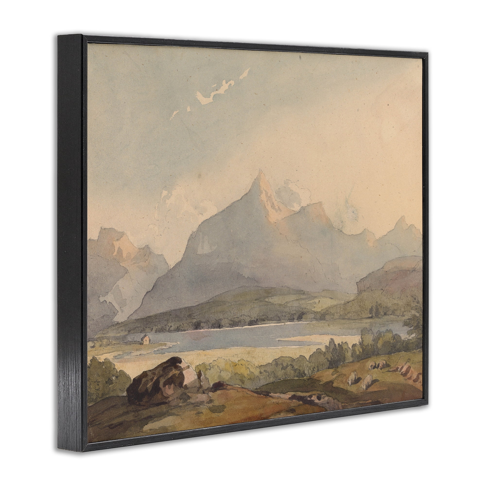 Peaceful Hazy Mountains Black Framed Giclee Art, design by Lettered and Lined