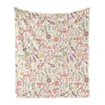 thumbnail image 1 of Nature Soft Flannel Fleece Throw Blanket, Autumn Leaves Hand Drawn Colorful Lines Harvest Season Spring Image, Cozy Plush for Indoor and Outdoor Use, 60" x 80", Lime Green Burgundy, by Ambesonne, 1 of 6