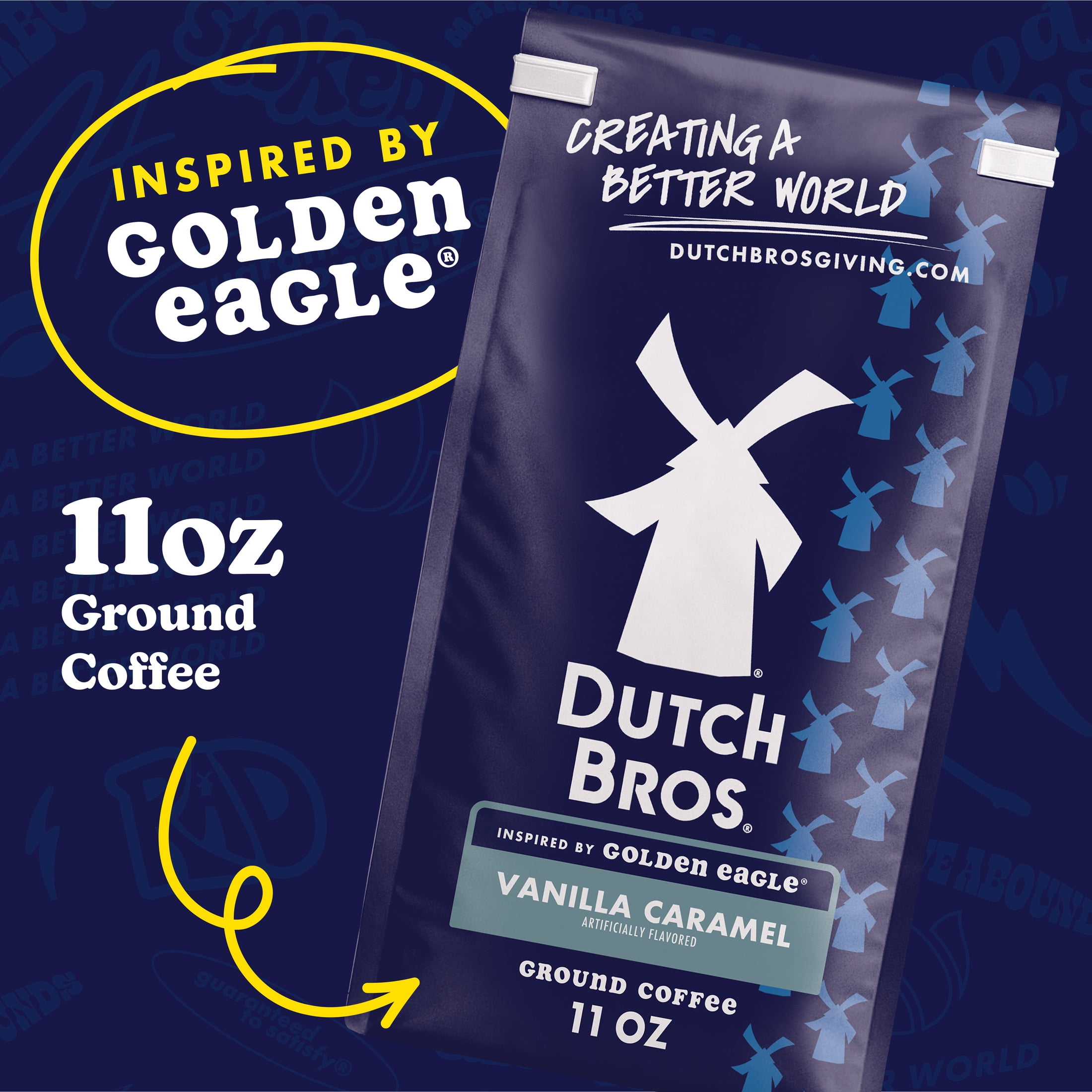 (6 pack) Dutch Bros® Vanilla Caramel Ground Flavored Coffee Inspired by Golden Eagle®, Bagged 11oz