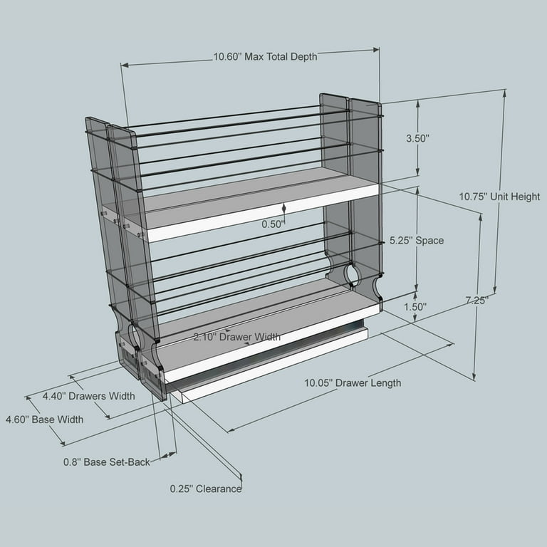 Vertical Spice 2-Tier Sliding Cabinet Mount Spice Organizer Drawer (2-Pack)  2 x 2x2x11DC - The Home Depot