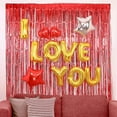 thumbnail image 3 of Telón de fondo de cortina de aluminio, oropel metálico rojo, cortinas con flecos, accesorios para fotomatón para cumpleaños, boda, compromiso, ducha-1*2,5 M, 3 of 5