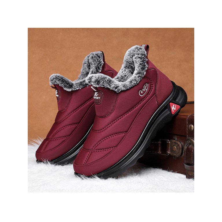 Frontwalk Mens Ankle Boot Thick Fleece Winter Warm Shoes Plush