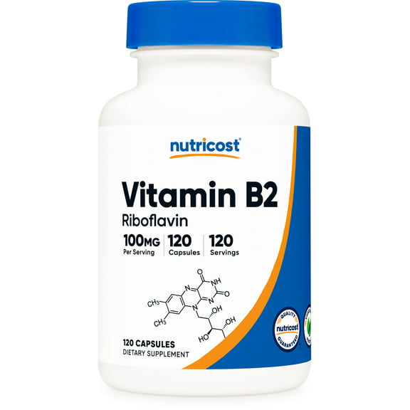 Nutricost Vitamin B2 (Riboflavin) 100mg, 120 Capsules - Non-GMO Supplement