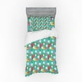 thumbnail image 1 of Colorful Duvet Cover Set, Abstract Fresh Botany Theme with Blossoming Daisies Leaves Triangles and Hearts, Bedding Set with Shams and Fitted Sheet, 3 Sizes, by Ambesonne, 1 of 3