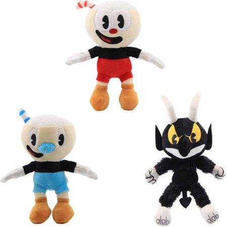 Cuphead Plush Mecup and Brocup+ Demon 3 Piece Game Doll Toy 9.8 Inch ...