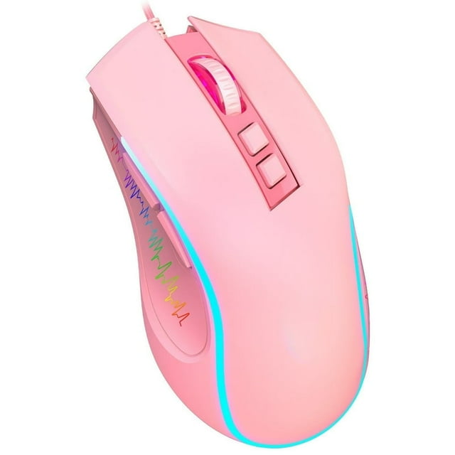 Souris de Jeu Filaire USB pour Ordinateur avec 4 Ppp Réglables, Rétroéclairage RVB, Boutons Latéraux à DEL, Souris Optique Ergonomique pour PC Portable Windows Mac Vista Linux Gamer, typec