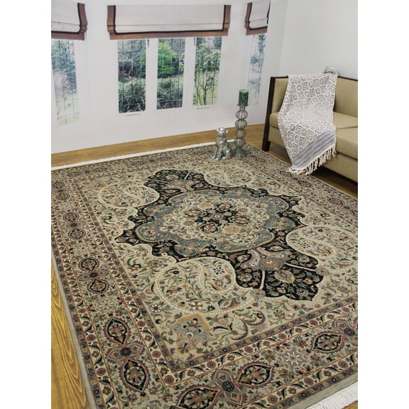 Wali Chugtai Lt. Grey/Black Rug, 8'0" x 10'1"