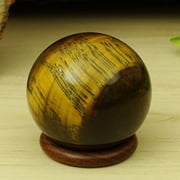 Reikiera Tigers Eye Sphere Stone Ball with Ring Stand Aura Balancing Metaphysical Crystal Reiki Healing- Choose Size