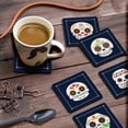 thumbnail image 3 of Inkdotpot Set of 6 Drink Coasters Easy Clean 4-inch SquareCoastersCork Base,Reusable,Skull, 3 of 8