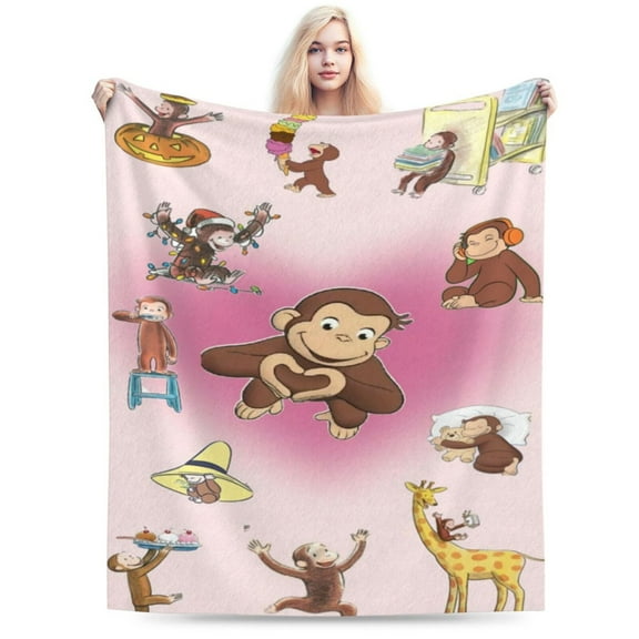 Curious George Boys Girls Blanket Super Soft Cozy Warm Plush Throw Blanket, Lightweight Fuzzy Flannel Blankets for Couch Sofa Bed Travel and Camping Gifts 40"X30"