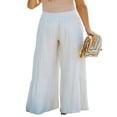 thumbnail image 3 of JUNWELL Women Linen Palazzo Lounge Pants High Waist Wide Leg Pants Summer Boho Beach Hippie Pants, 3 of 5
