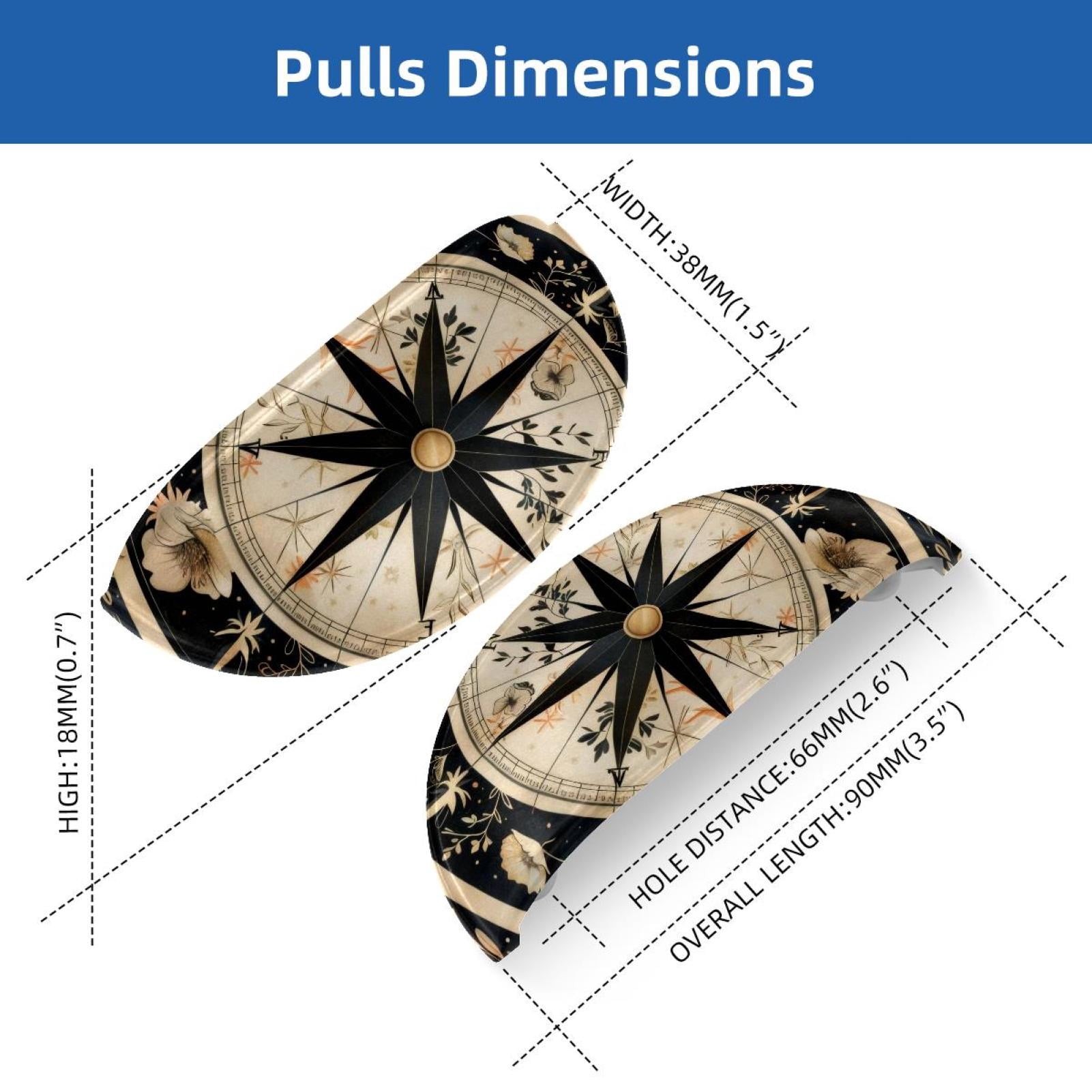 PhooArto 6 Pcs Cup Drawer Pulls, Sea Compass with Floral Pattern Shell Shape Handles Cabinet Knobs for Dresser Cupboard Closet Wardrobe with Screws