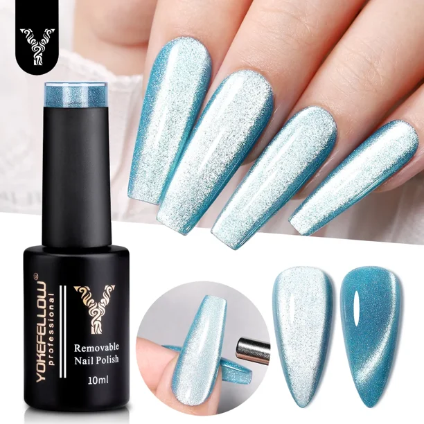 YOKEFELLOW-esmalte de uñas en Gel para ojos de gato, 10Ml, esmalte de uñas magnético plateado, barniz en Gel, Gel de uñas profesional para manicura DIY