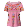 thumbnail image 4 of Nmnitkp Women's Mexican Shirts Crew Neck Casual Summer Blouse, Boho Embroidered Peasant Tops Short Sleeve Shirts Casual Blouse Loose Tunics Blouses, 4 of 5