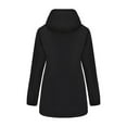 thumbnail image 3 of Women's Casual Stylish Hiking Jacket - Detachable Hood Windproof Waterproof Warm Cotton Coat, Black, L, 3 of 5