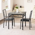 thumbnail image 3 of Dining Table Set for 2, 3 Piece Kitchen Table Set with 2 Chairs, Metal Frame, Square Kitchen Table Set for Small Space, Apartment, Dining Room, 3 of 7