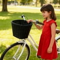 thumbnail image 4 of Bicycle Basket Set - Colored Tassels Wicker Front Handlebar Bike Basket with Streamer Bell and Stickers, Bicycle Basket Set of 4 (Black）, 4 of 10