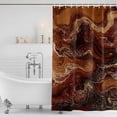 thumbnail image 4 of Brown Marble Waterproof Fabric Shower Curtain,Ombre Abstract Striped Mottled Aesthetic Waterproof Fabric Shower Curtain for Bathroom Curtains Bathtubs Shower Curtains with 12 Hooks Standard 72x72, 4 of 8