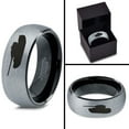 thumbnail image 4 of Tungsten Battlefield Military Tank Band Ring 8mm Men Women Comfort Fit Black Dome Brushed Gray Polished, 4 of 4