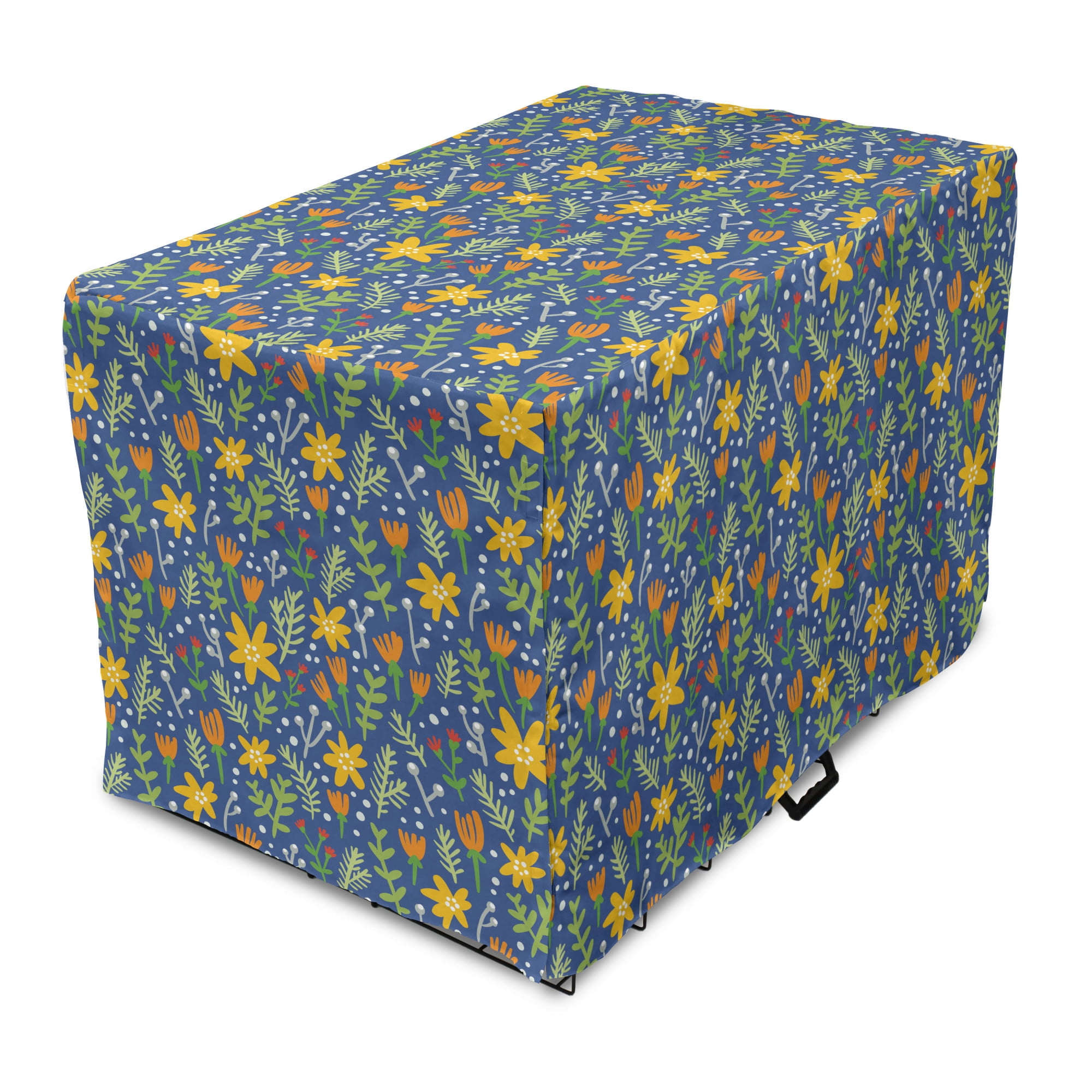 View of Botanic Dog Crate Cover, Forest Flowers Leaves Petals Woodland Inspired ...