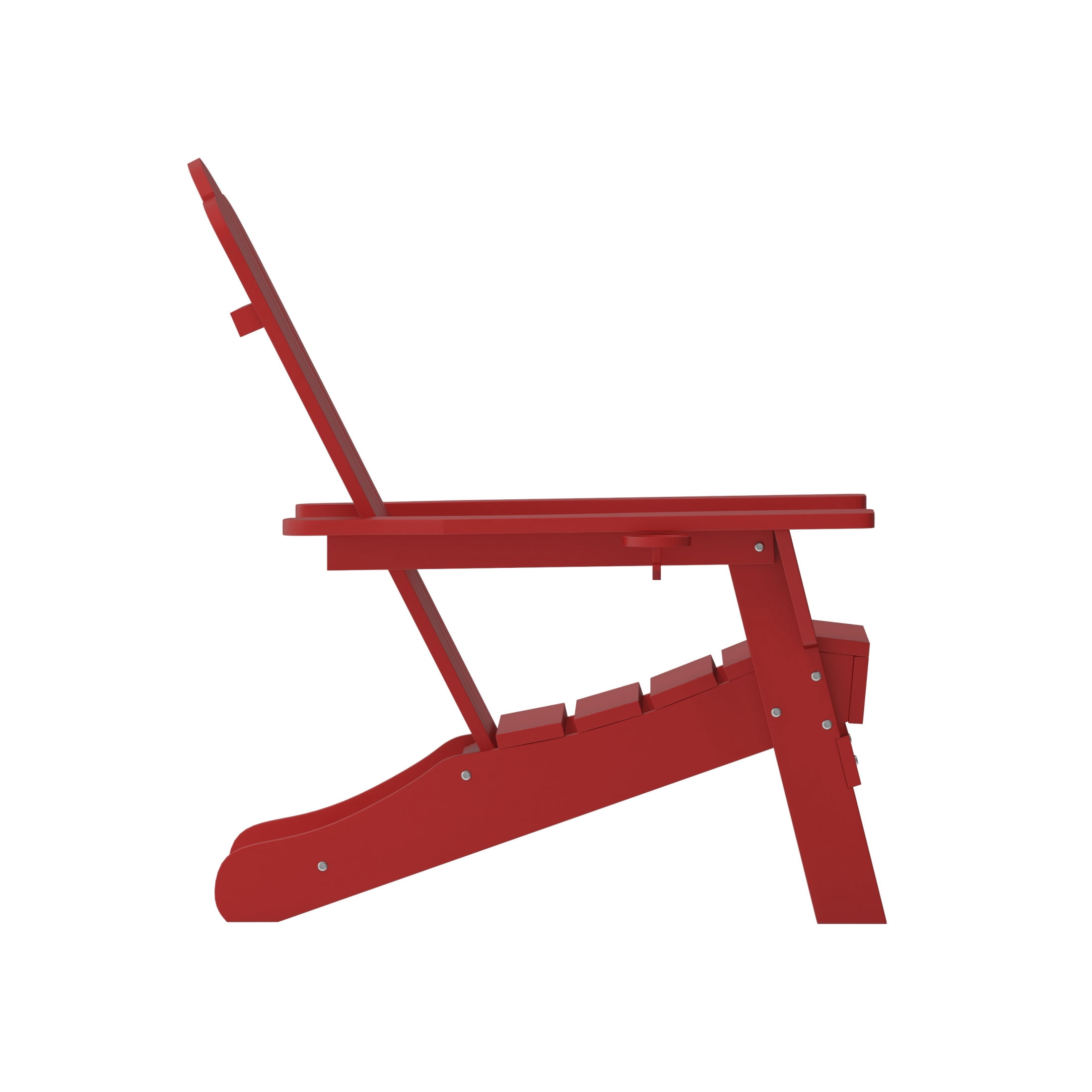Emma + Oliver Set of 2 Adirondack Chairs with Cup Holders, Weather Resistant HDPE Adirondack Chairs in Red