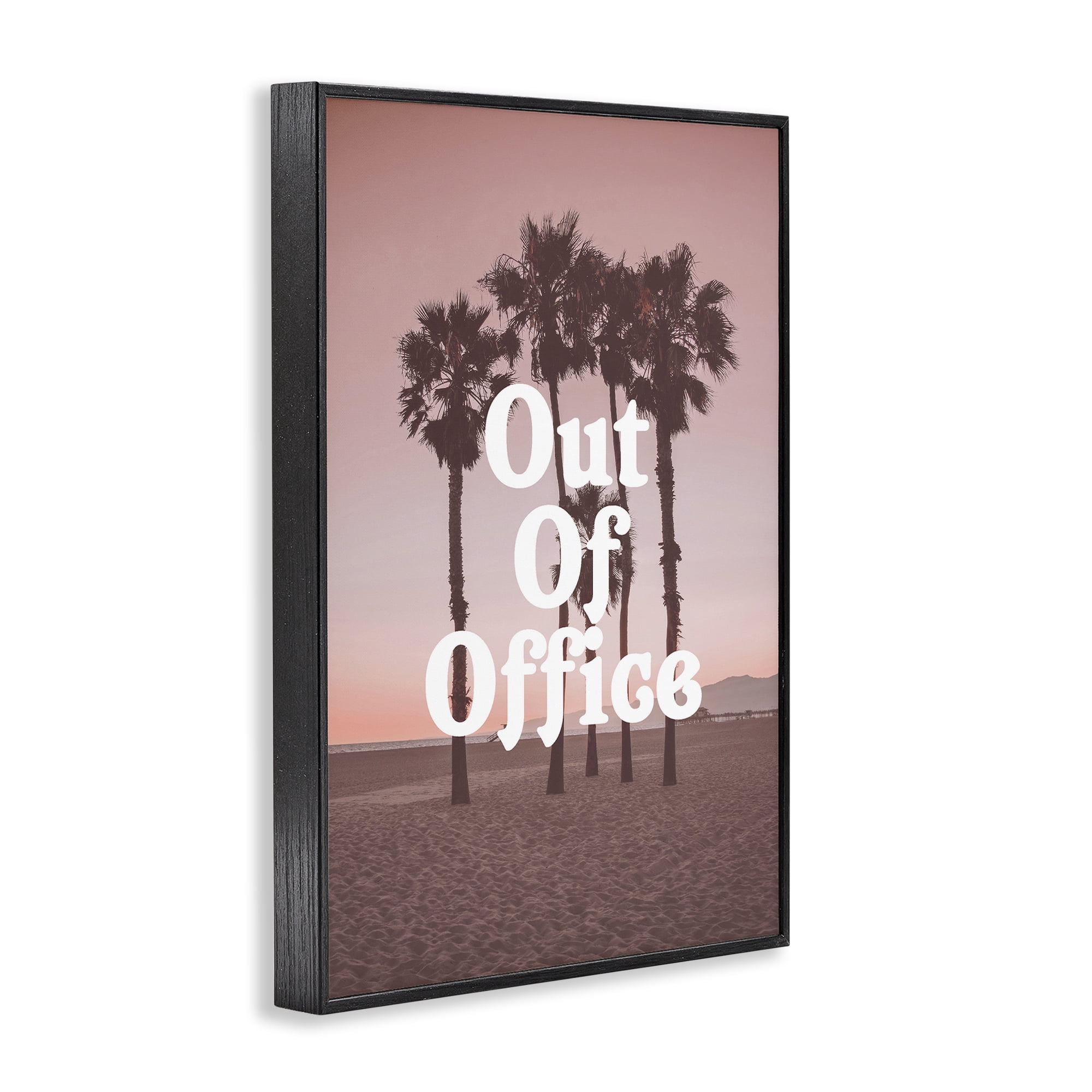 Stupell Industries Pink Tropical Out Of Office Black Framed Giclee Art, design by Lil' Rue