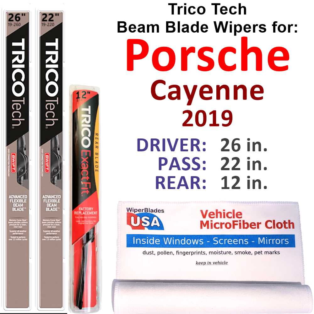 2019 Porsche Cayenne Beam Blade Wipers (Set of 3) w/Rear Wiper