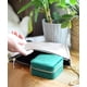 thumbnail image 4 of Caja organizadora de joyas de viaje, estuche de viaje de terciopelo con espejo, organizador de anillos, pendientes, collares, caja de almacenamiento (verde bosque), 4 of 5