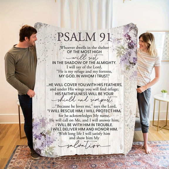 Cozy Psalm 91 Flannel Throw Blanket Soft Warm Ideal for Couch Bed Office & Travel Perfect Gift for Friends & Family Vintage Style Machine Washable