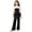 Black, variant on CPNG Girl's Summer Formal Wear 2 Piece Outfits Teen Girls Puff Sleeve Belted Blouse Top and Bell Bottom Pants Set(Khaki,8 Years)
