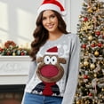 thumbnail image 4 of Tumao Christmas Sweaters for Women Reindeer Print Sweater Round Neck Long Sleeve Pullover Sweater Tops for Christmas, parties, 4 of 7
