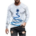 thumbnail image 3 of UVEASISHA Soldes de Liquidation T-Shirts de Noël pour Hommes Grands et Forts Manches Longues Col Rond Chandail Tops Fête de Noël T-Shirt Extensible Ajusté Musculation Blanc 5TG, 3 of 5