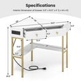 thumbnail image 3 of Costway Bureau d'Angle avec Station de Recharge Intégrée Tiroirs de Rangement et Étagères Ouvertes Bureau Blanc, 3 of 10