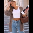 thumbnail image 4 of Cárdigan Extragrande de Punto Suave para Mujer con Bolsillos Caqui L, 4 of 8