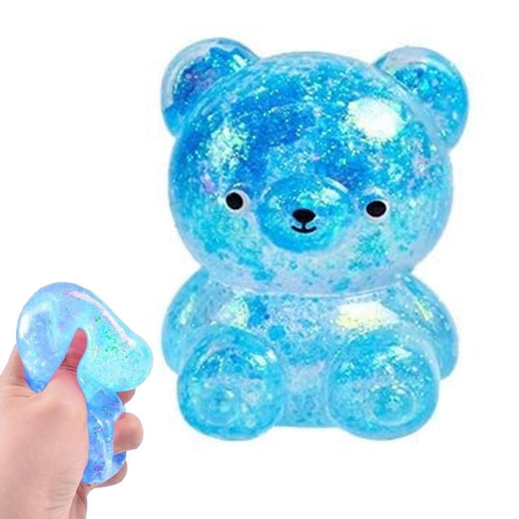 Cute Bear Squishies Toys, Glitter Bear Squishies Fidget Toys,Slow Rising Bears Ball for Stress Relief,Funny Animal Stress Ball for Adults