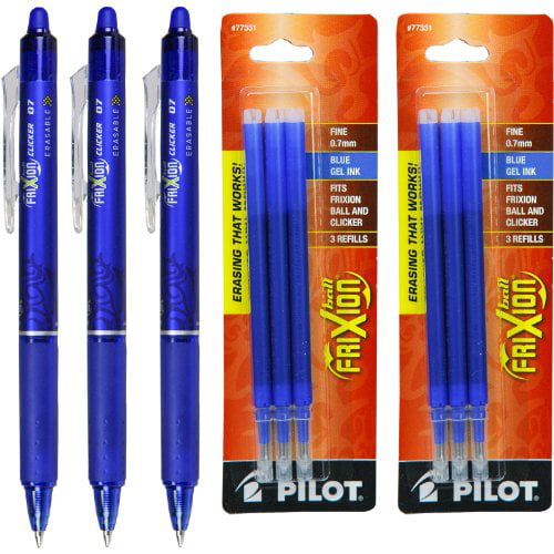 31554 PILOT FriXion Ball Erasable & Refillable Gel Ink Stick Pens Fine Point - New 2-Pack Blue Ink 
