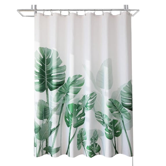 CSCHome Printed Banana Leaf Shower Curtains Set Bathroom Curtain Fabric, Waffle Waterproof Shower Curtain Bathroom Decoration