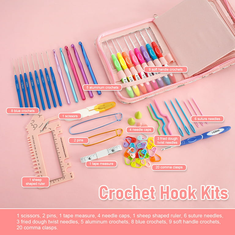 Retrok 82pcs Crochet Kits for Beginners Colorful Crochet Hook Set with Storage Bag and Crochet Accessories Ergonomic Crochet Kit Practical Knitting
