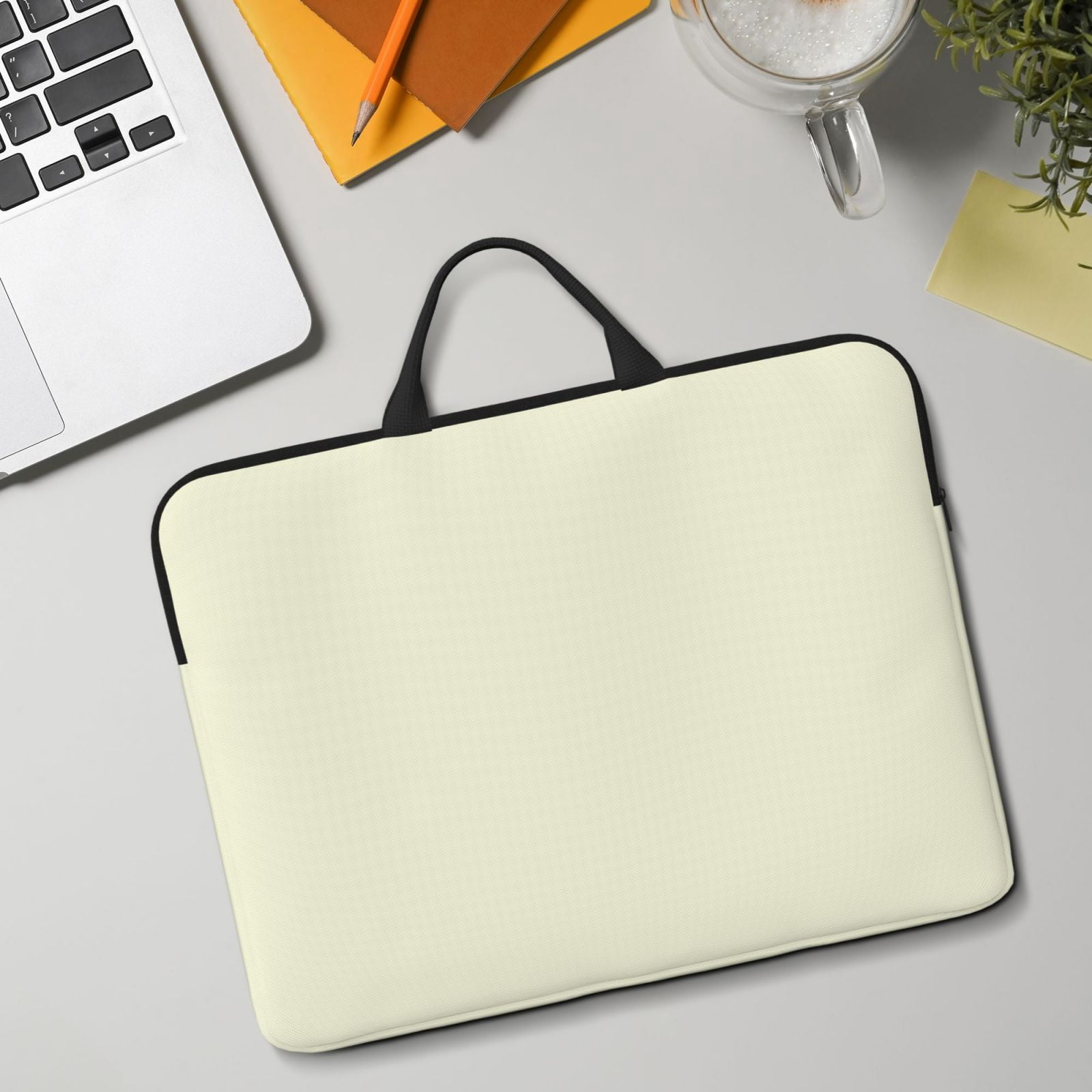 Laptop Sleeve Bag For Women Men 14inch Waterproof Durable Protective Computer Carrying Cover Handle Laptop Case Bag Beige