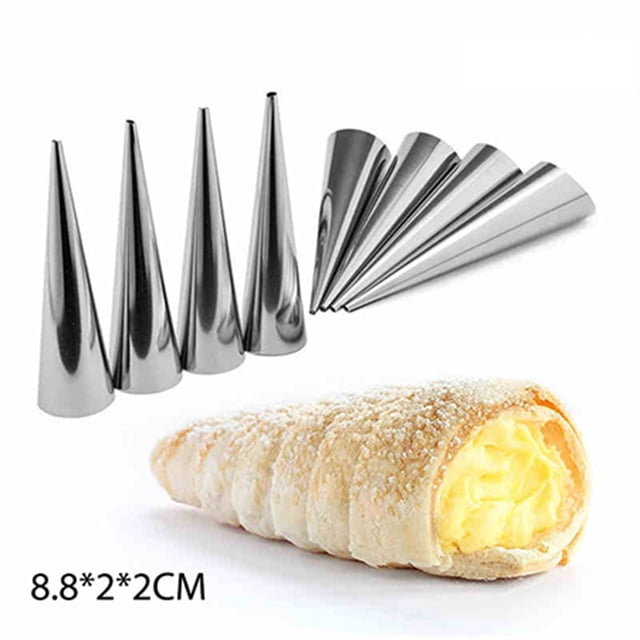 Moldes de rollo de cono de tubo cónico de 5/12 Uds., Moldes de croissants en de acero inoxidable, molde para pasteles, crema, cuerno, Herramientas y accesorios para hornear plata 5 uds 8.8*2*2cm Injueey JJ19524-04B