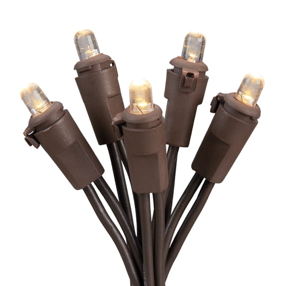 Mainstays 100-Count Warm White LED Clear Dome Mini Lights, Brown Wire