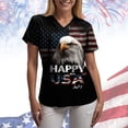thumbnail image 6 of felwors Fourth of July Scrub Tops Women Scrubs for Women Patriotic Shirts V Neck Pattern Short Sleeve Nursing Top (Black, XXXL), 6 of 6