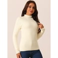 thumbnail image 3 of DARING DIVA Fluffy Lined Sweater Mock Neck Long Sleeve Top S Apricot, 3 of 5