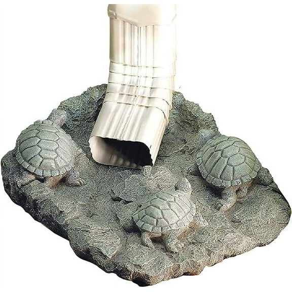 Sagefinds Decorative Turtle Splash Block | Gutter Downspout | Stone Resin Composite | 15” L x 12” H