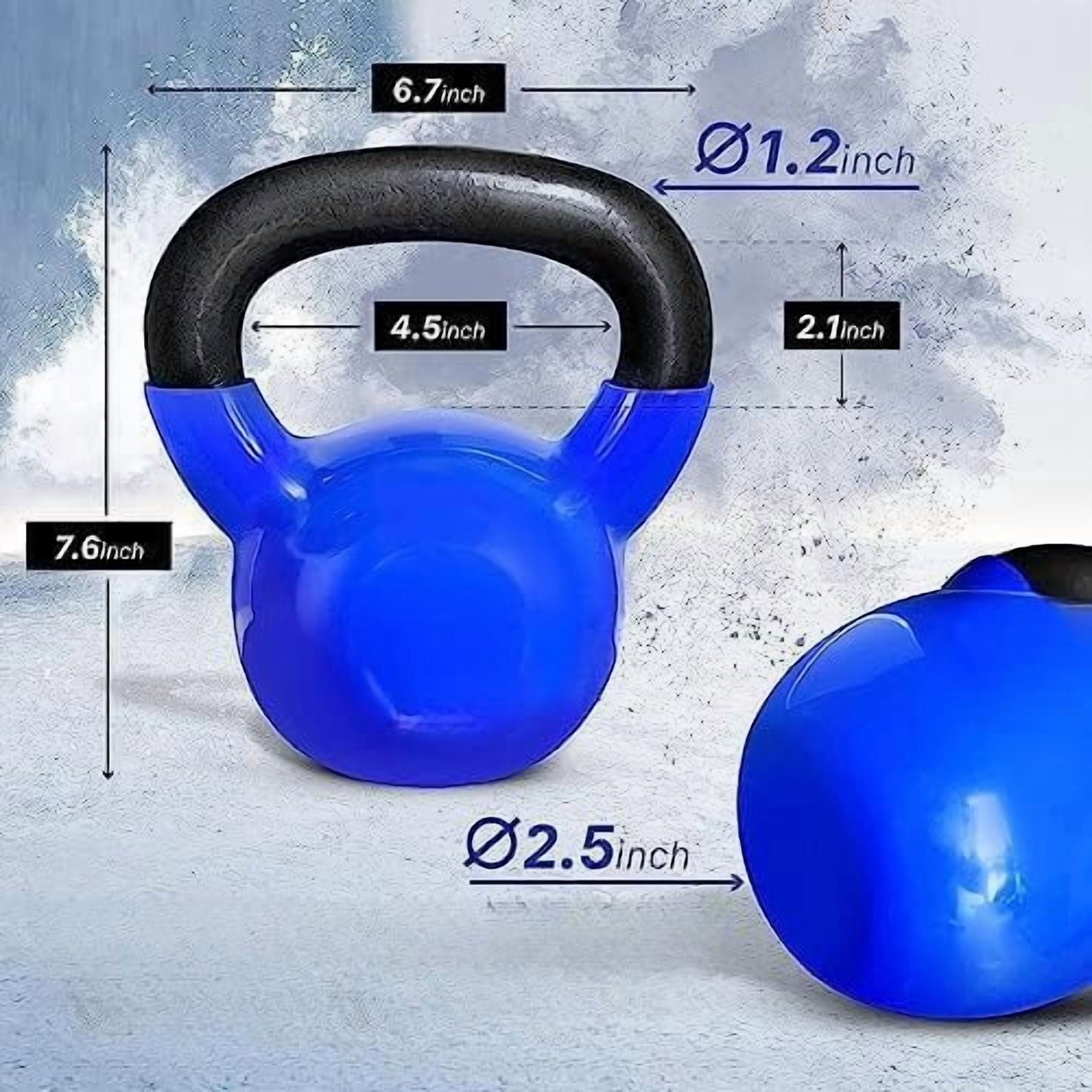 Kettlebell, 5-100 LB Vinyl Coated Cast Iron Strength Training Kettlebells for Home Gym Exercises, Fitness, Full Body Workout Equipment, Push Ups, and Grip Strength