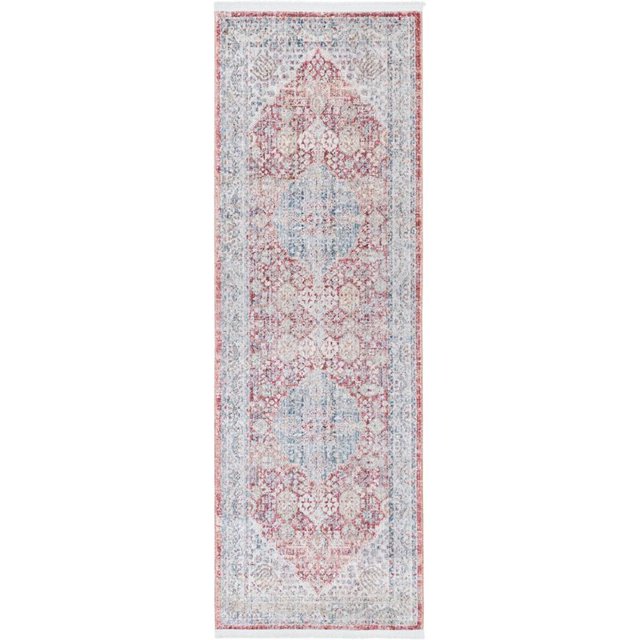 Unique Loom Tapis de Bordure Géométrique Noble 2' 2 x 6' Rouge/ivoire