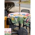 thumbnail image 4 of Outdoor Tablecloth with Umbrella Hole and Zipper, Easter Tulip Square Table Cloth 60x60 Inch Waterproof Tablecloth, Colorful Flower Spring Butterfly Plant Pink Picnic Table Cover for Patio Camping, 4 of 7