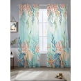 thumbnail image 2 of Ocean Starfish Seaweed Sheer Curtains 96 Inch Length 2 Panels for Living Room, Summer Coastal Beach Shell Coral Teal Voile Kitchen Curtain Set, Luxury Privacy Drapes Window Treatment for Bedroom, 2 of 7