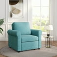 thumbnail image 4 of 3-in-1 Teal Convertible Sofa Bed Chair for Adults: Modern Linen Sleeper, Lounger, Single Bed with Adjustable Backrest for Apartments & Small Spaces, 4 of 16